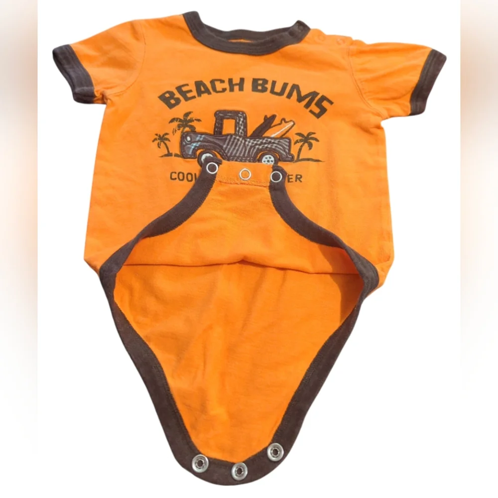 Carter's Beach Bums Orange Baby Onesie Size 6 Months.